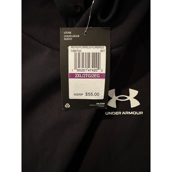 Under Armour Men's Black Loose Fit Logo Hoodie Sweatshirt w/ Pocket Size 2XL NWT - Picture 4 of 6
